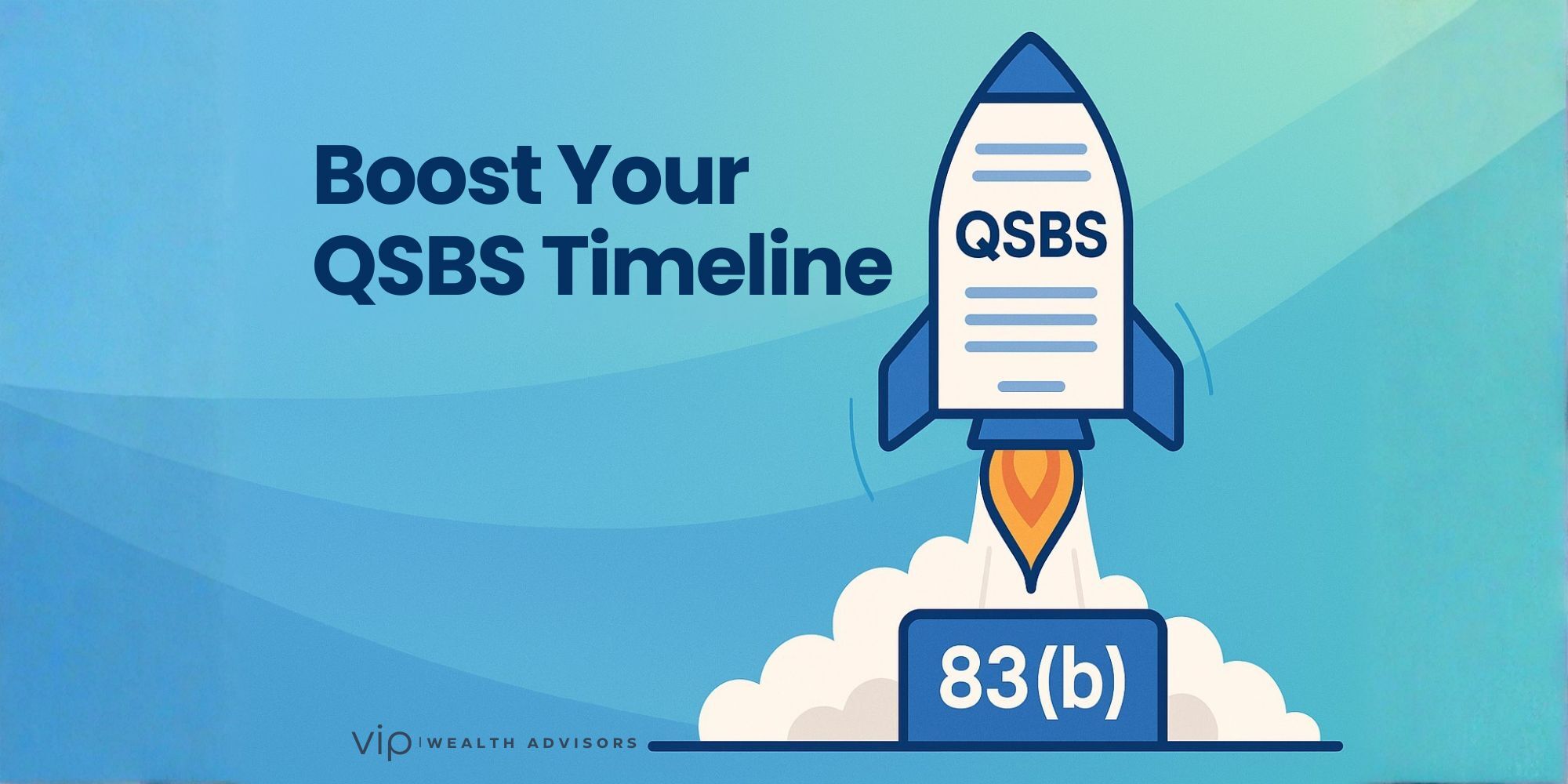 Rocket-shaped QSBS certificate launching from an 83(b) base.