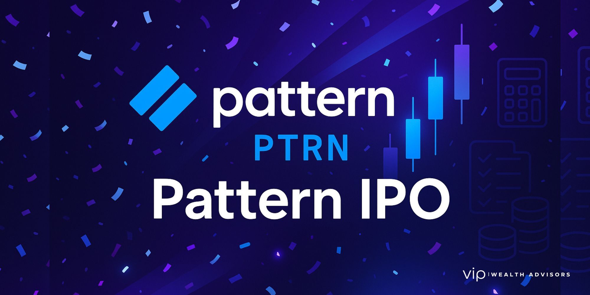 Celebratory illustration titled Pattern IPO
