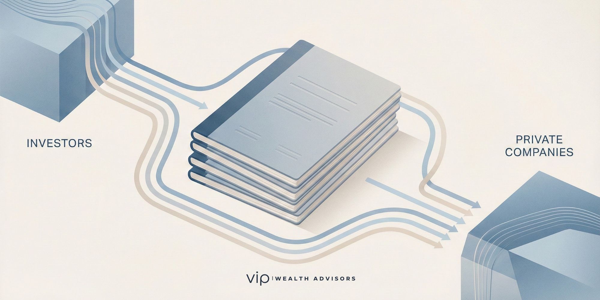 Illustration showing private credit loans as structured agreements outside public bond markets, emphasizing illiquidity, income generation, and planning considerations.